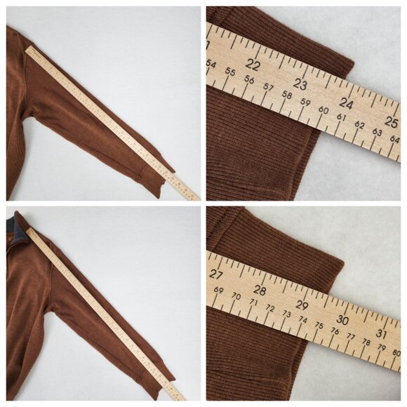 Van Heusen Men's Quarter Zip Pullover Shirt Size M Brown - Excellent Condition - Picture 8 of 8